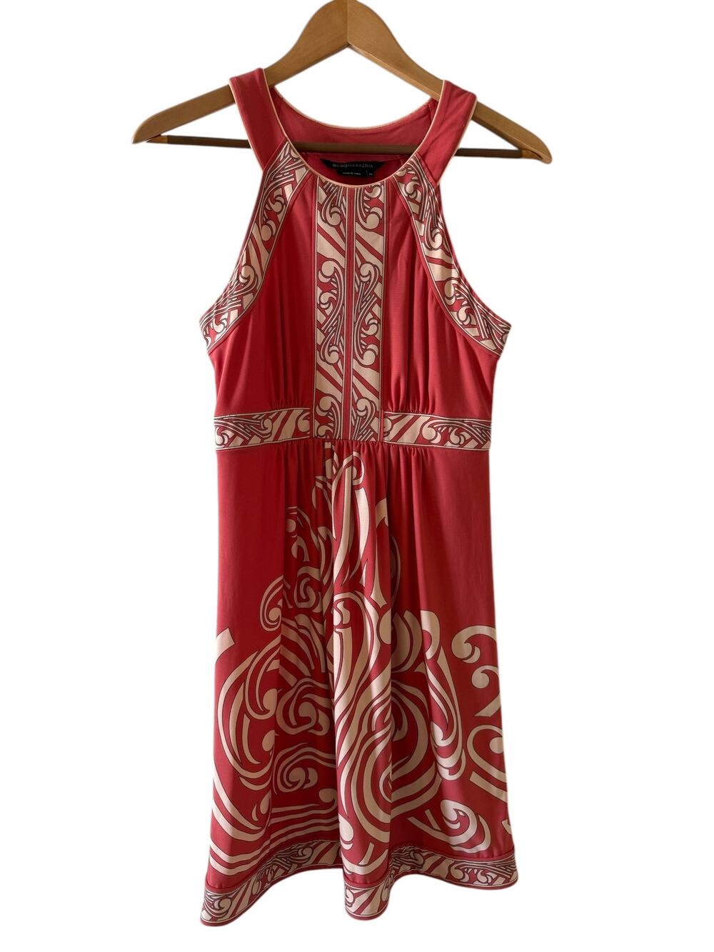 BCBGMAXAZRIA Cutaway Dress Melon Orange Print XS